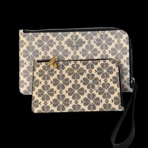 Kate Spade Navy and Cream Floral Clutch Set